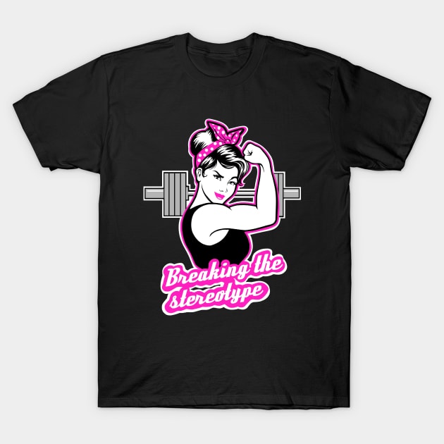 Barbell Girl, girls who lift, fitness girl T-Shirt by TimAddisonArt